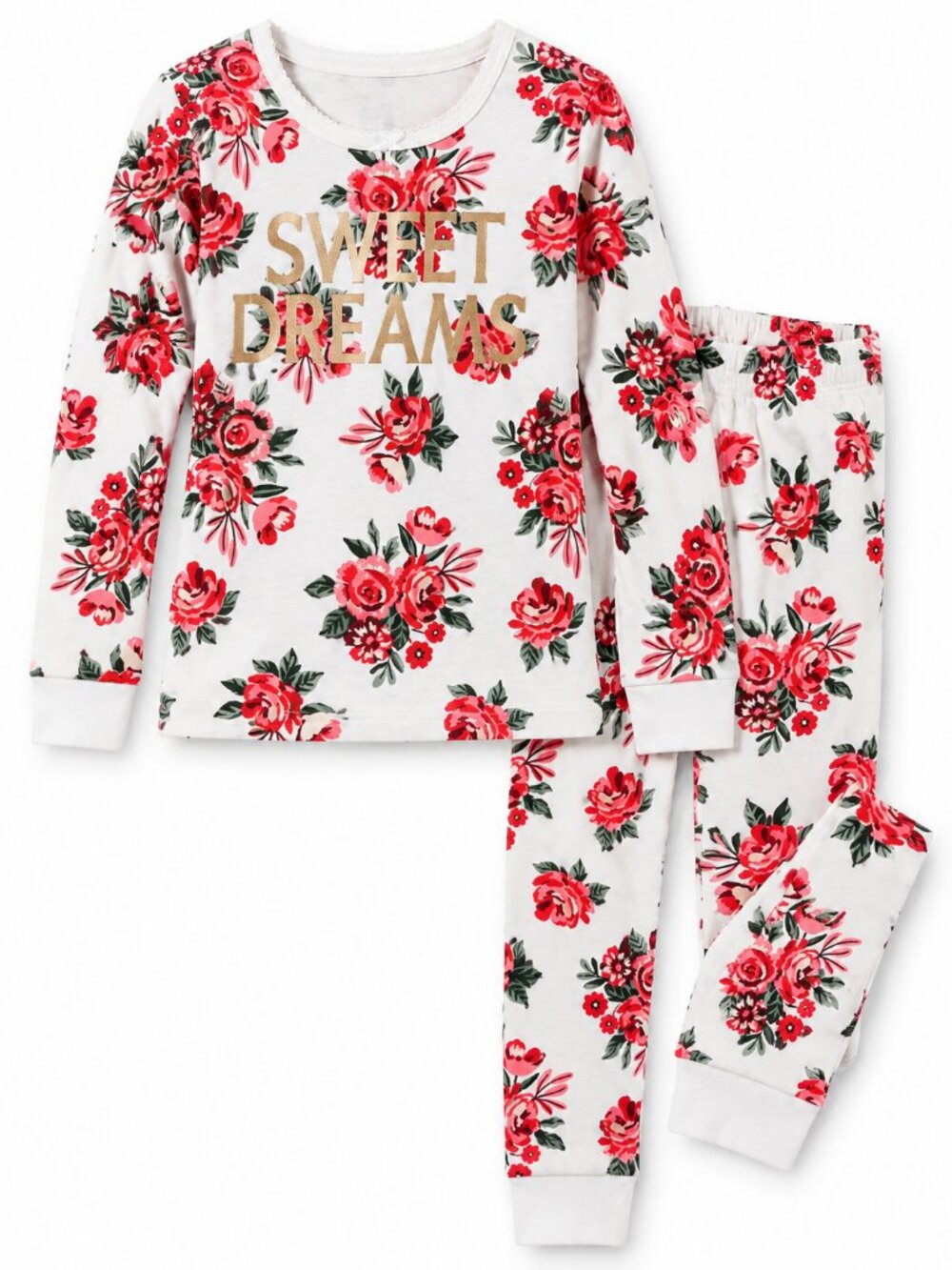 Rachel Zoe Girls Floral Pajama Set Sz 7 100% Cotton Sweet Dreams 2 Piece